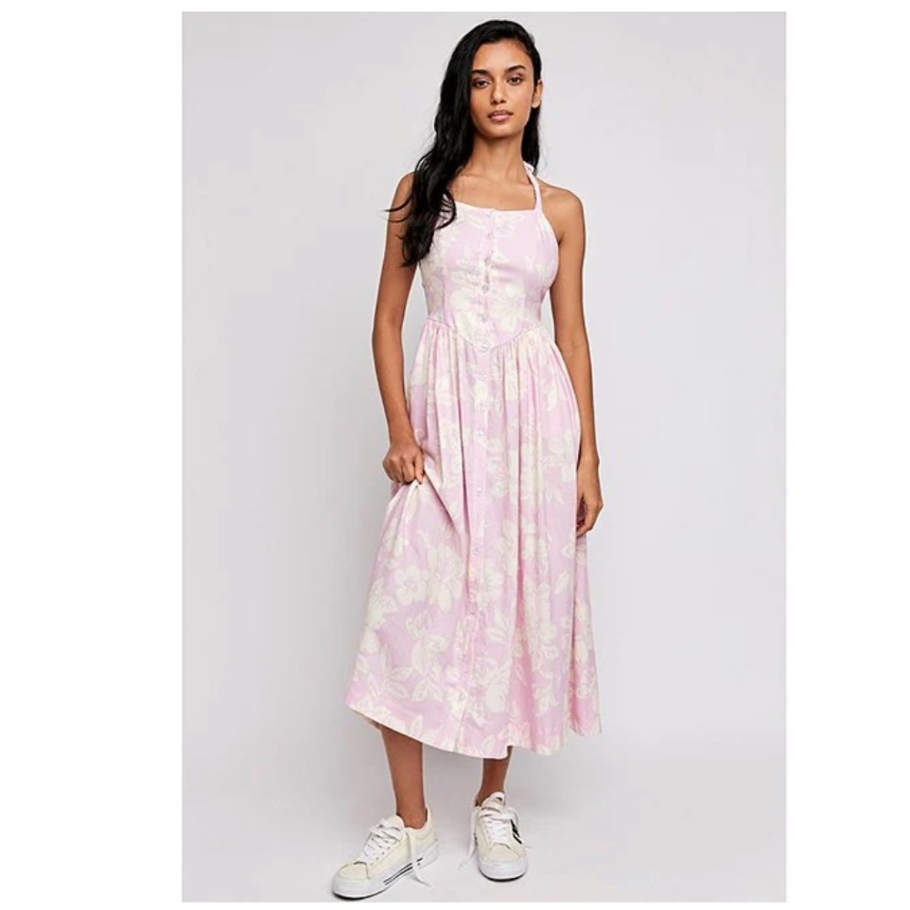 NWT FREE PEOPLE SQUARE NECK SLEEVELESS MIDI DRESS